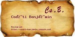 Csáti Benjámin névjegykártya